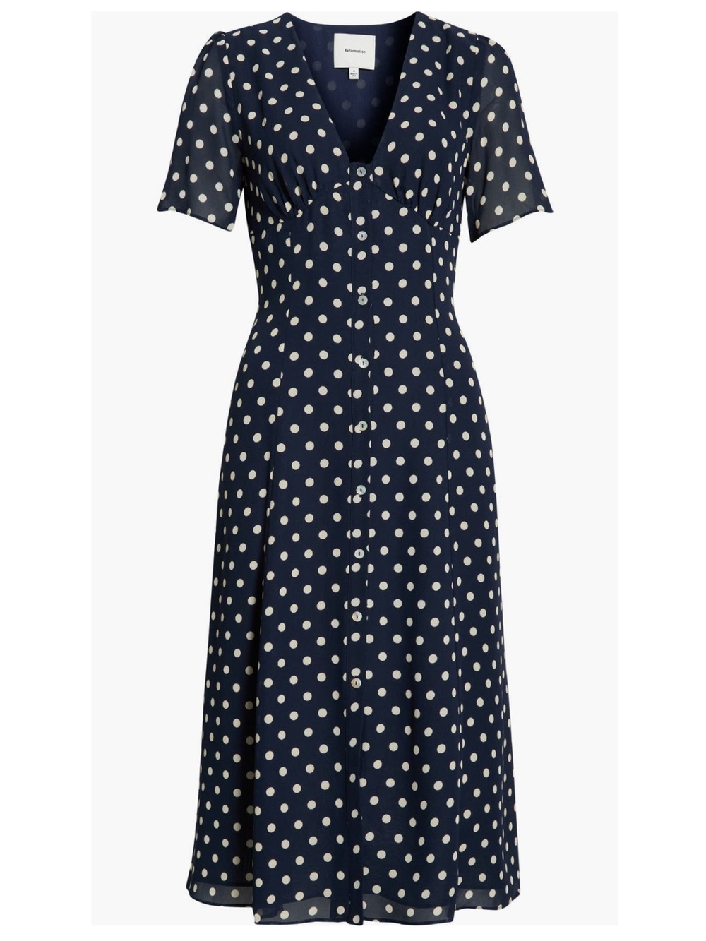 Reformation Lise Navy Blue White Polka Dot Midi Dress New! - Picture 6 of 13